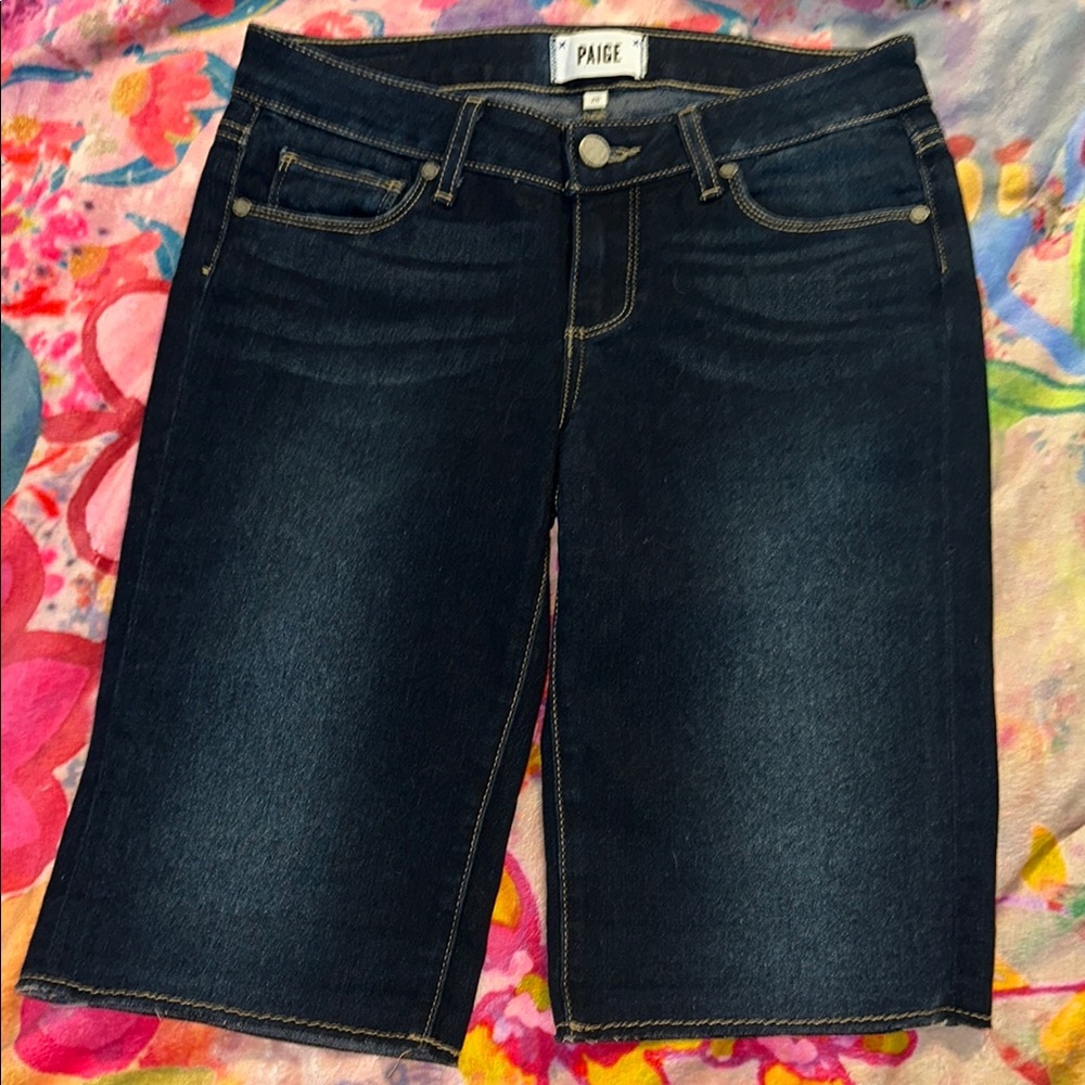 PAIGE Blue Denim hand Cutoff Jeans Shorts Size 26